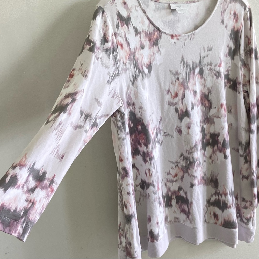 3/$25 J Jill Women's Abstract Floral Print Sweater - Pink and Gray‎ - Picture 4 of 8